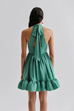 Fern Halterneck Ruffled Mini Dress - Deep Aqua