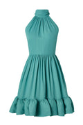 Fern Halterneck Ruffled Mini Dress - Deep Aqua