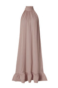 Sabrina Halterneck Ruffled Maxi Dress - Taupe