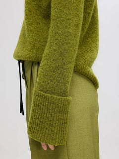 Sia Ras Ls Knit High Neck - Cardamom Seed Melange