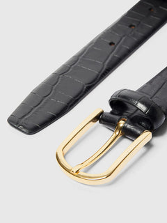 Iona Leather Belt - Black Croco