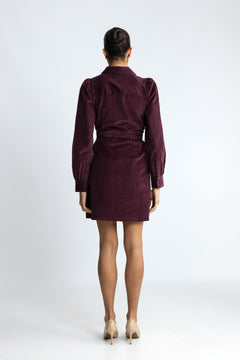 Runa Short Corduroy Dress - Fig