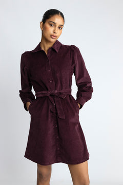 Runa Short Corduroy Dress - Fig