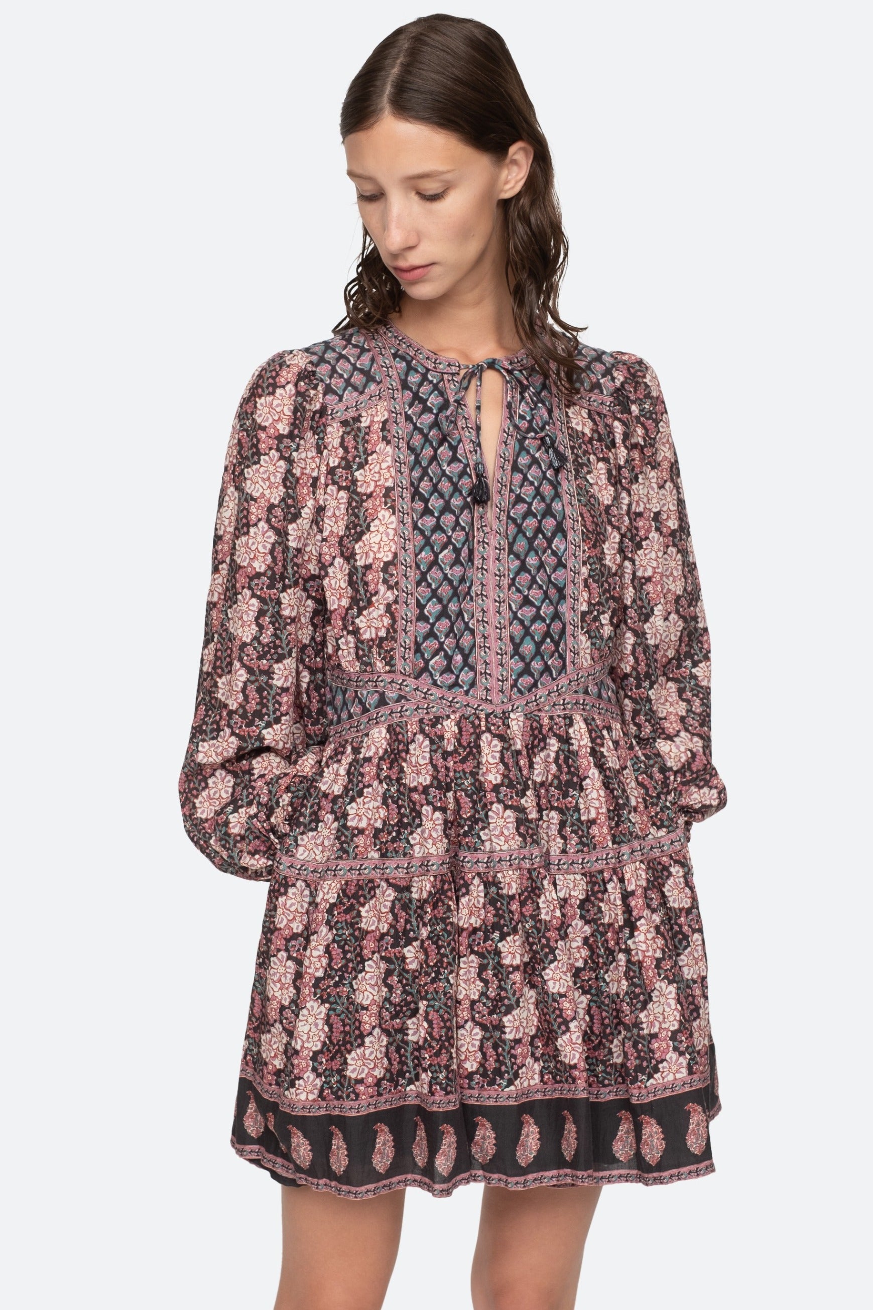 Donna Print Long Sleeve Dress - Multi