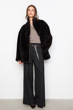 Melli Shearling Jacket - Dark Brown Suede