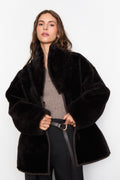 Melli Shearling Jacket - Dark Brown Suede