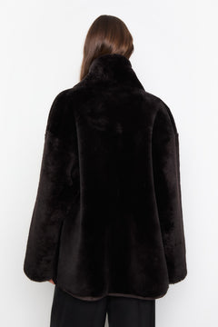 Melli Shearling Jacket - Dark Brown Suede