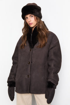 Melli Shearling Jacket - Dark Brown Suede