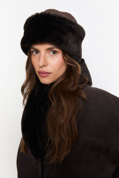 Melli Shearling Jacket - Dark Brown Suede