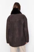 Melli Shearling Jacket - Dark Brown Suede