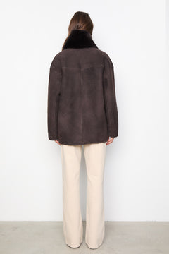 Melli Shearling Jacket - Dark Brown Suede