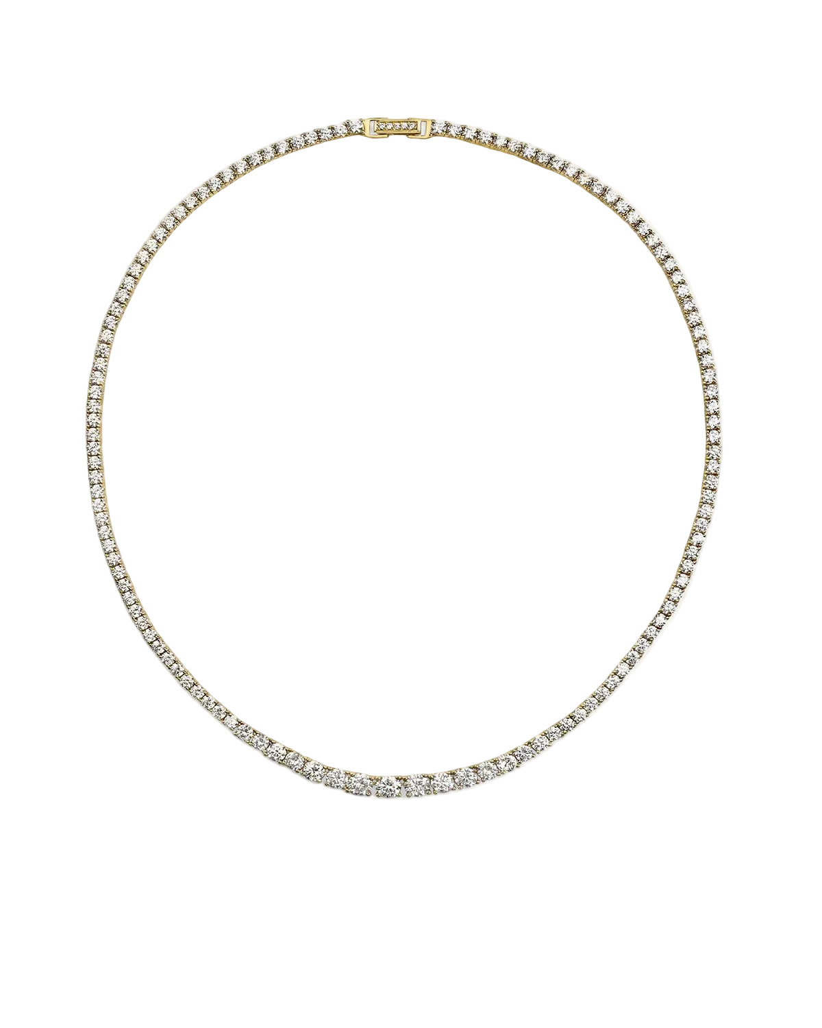 Dropped Tennis Necklace - Gold