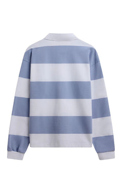 W. Thin Cotton Rugby Shirt - White And Vintage Blue Stripes