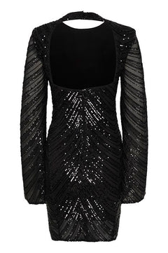 Gliragz Short Dress - Black Sequins