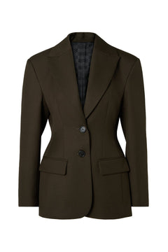 Ella Tailored Peplum Blazer - Olive