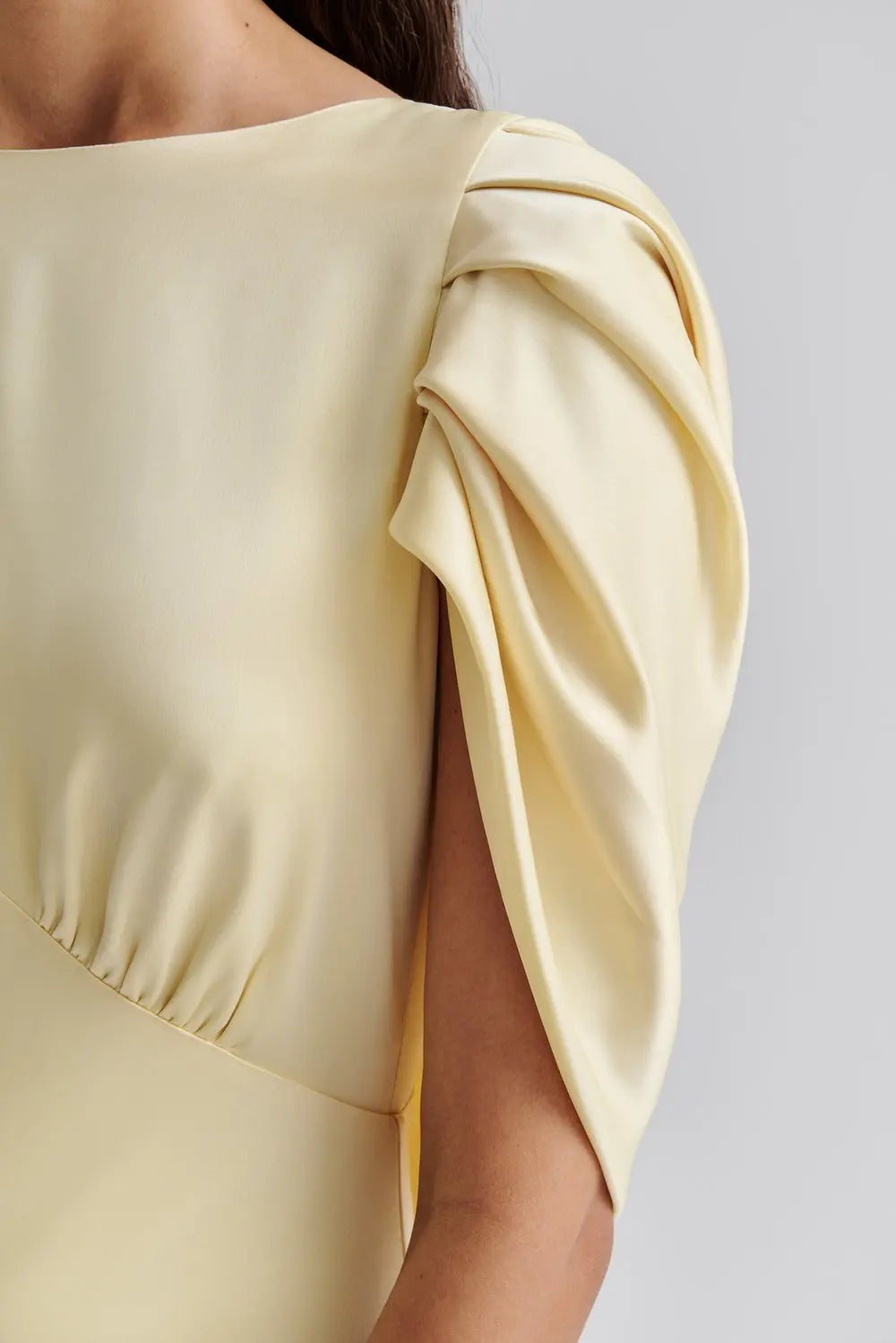 Louise Draped Back Maxi Dress - Lemon