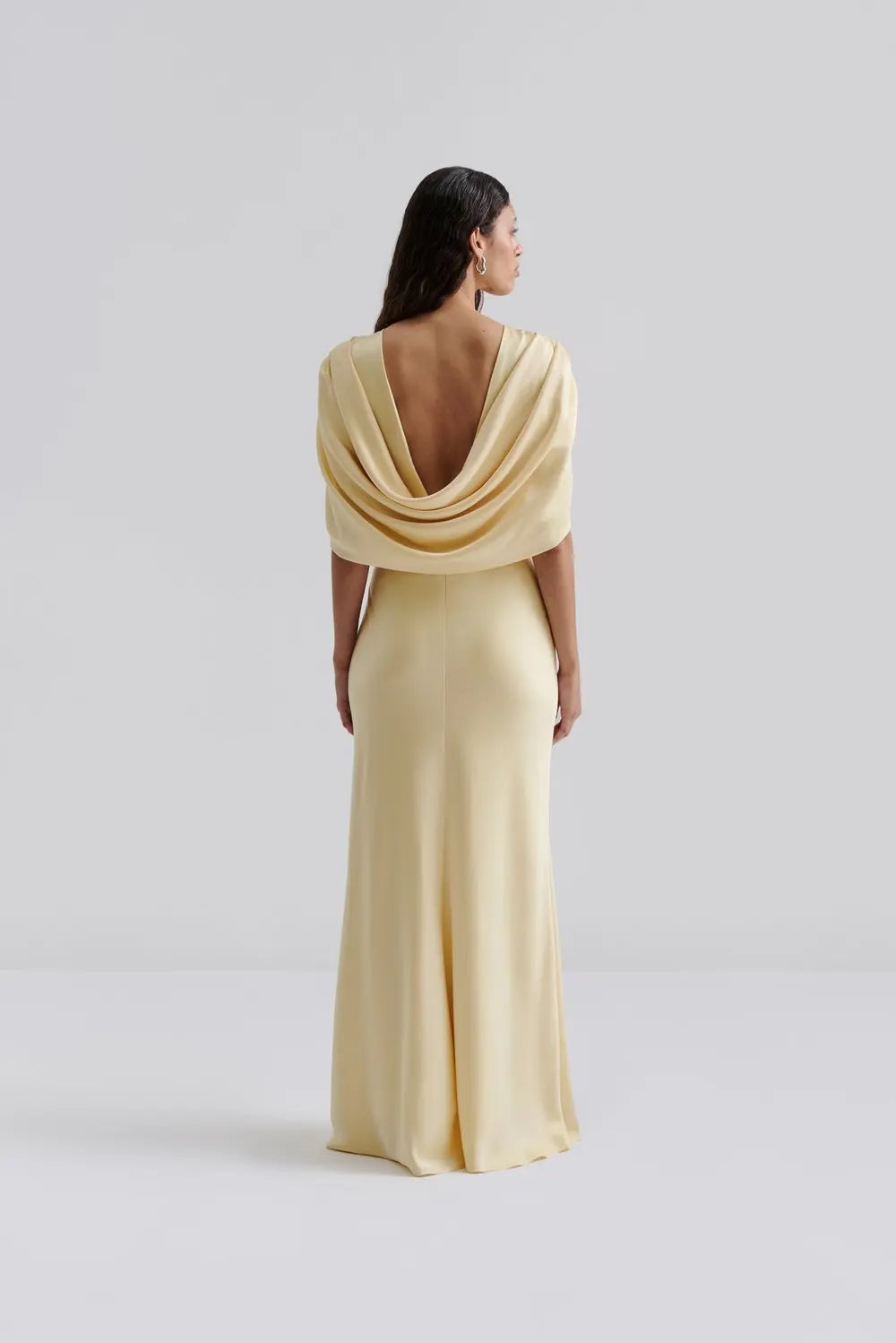 Louise Draped Back Maxi Dress - Lemon