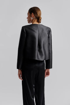Ruthie Cropped Long Sleeve Blouse - Black