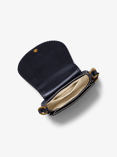 Josie Medium Whipstitched Suede Saddle Bag - Dress Blues