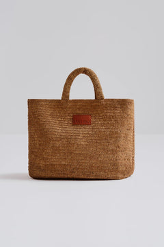 Elsya Raffia Tote Bag - Tan