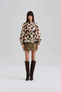 Pernilla High Neck Balloon Sleeve Blouse - Wine Peony