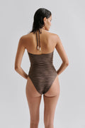Idalia Bandeau Cut Out Swimsuit - Chocolate