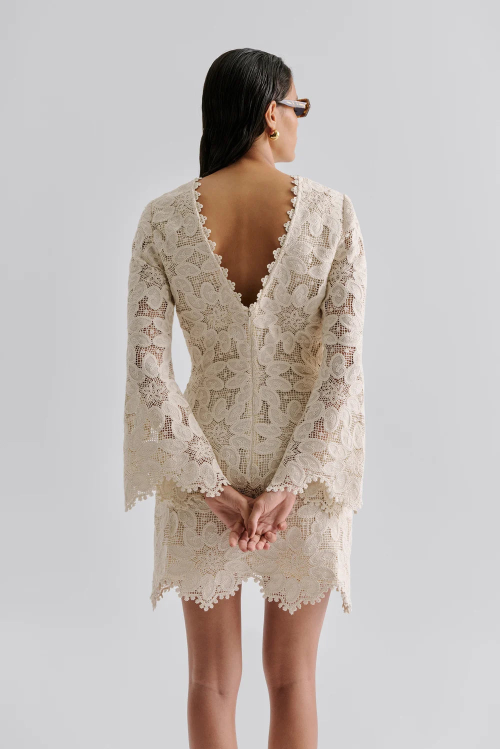 Imani Guipure Lace Mini Dress - Sand
