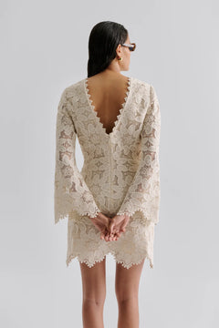 Imani Guipure Lace Mini Dress - Sand