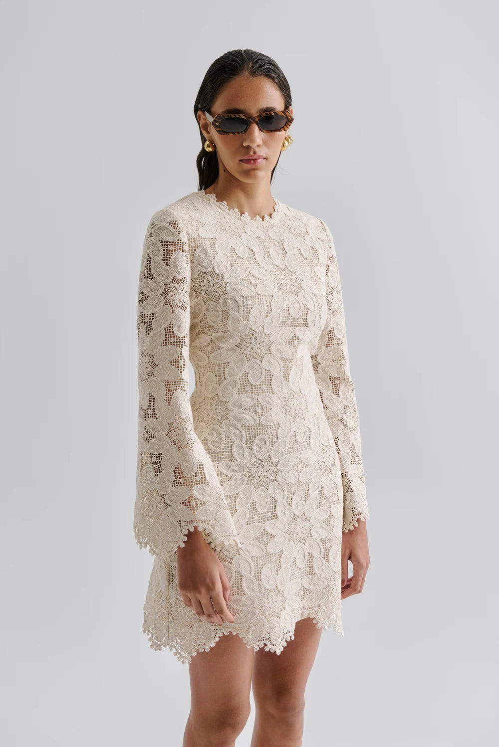 Imani Guipure Lace Mini Dress - Sand