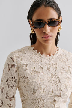 Imani Guipure Lace Mini Dress - Sand