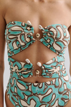Erioa Cut Out Swimsuit - Ocean Corals