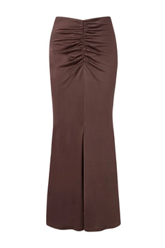 Majori Ruched Jersey Maxi Skirt - Chocolate