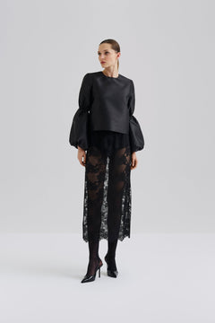 Alice Sheer Lace Midi Skirt - Black