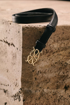 Monogram Leather Belt - Black