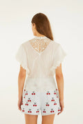 Blouse With Appliqués - Off-White