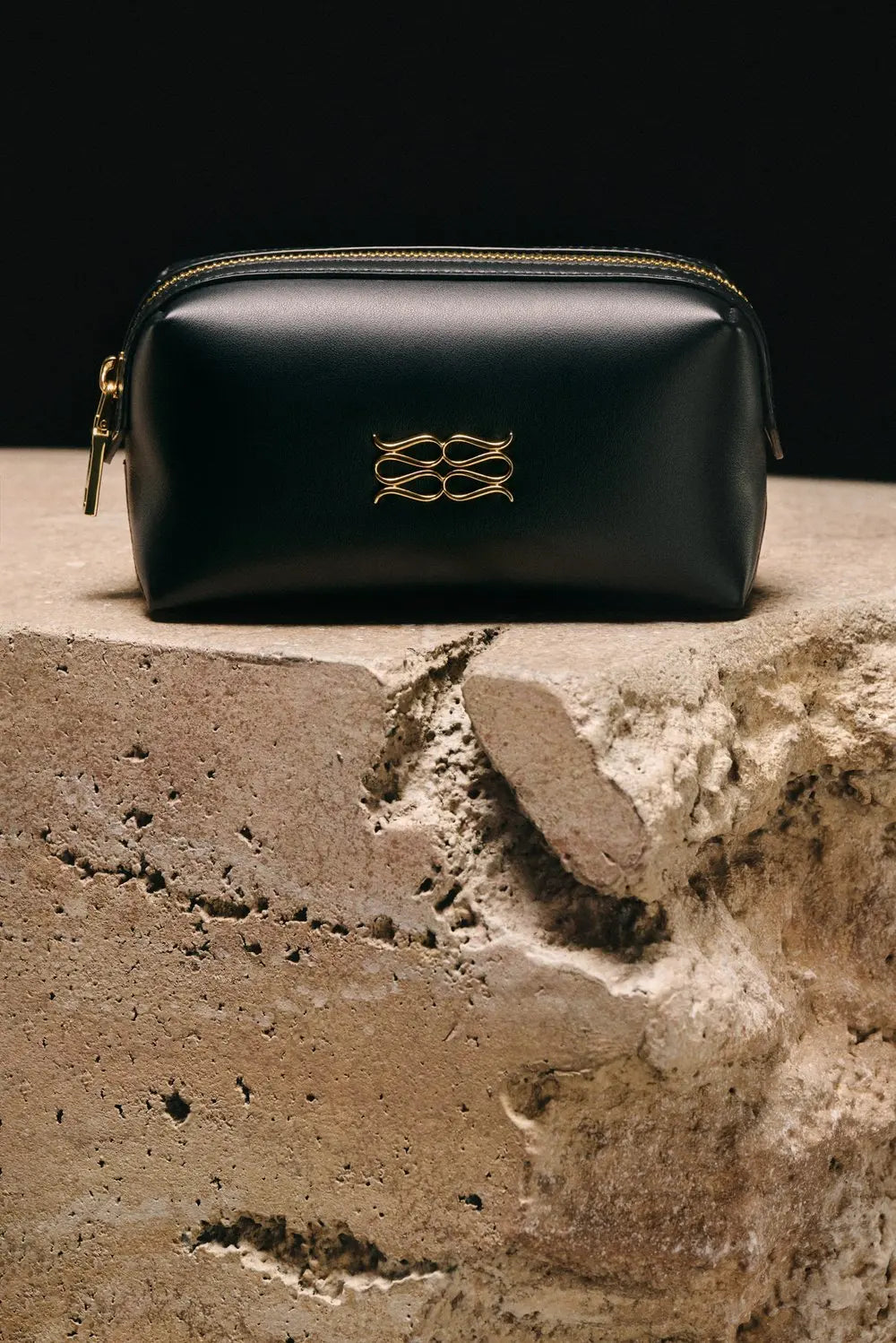 Monogram Leather Toiletry Bag - Black