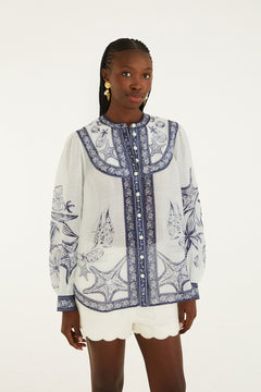 Long Sleeve Blouse - Coast Scarf Off-White