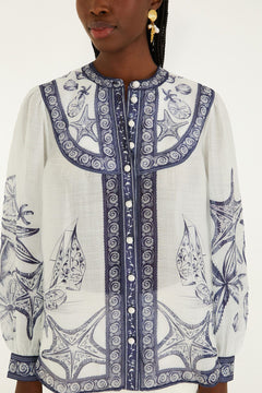Long Sleeve Blouse - Coast Scarf Off-White