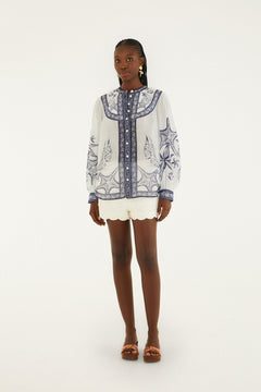 Long Sleeve Blouse - Coast Scarf Off-White