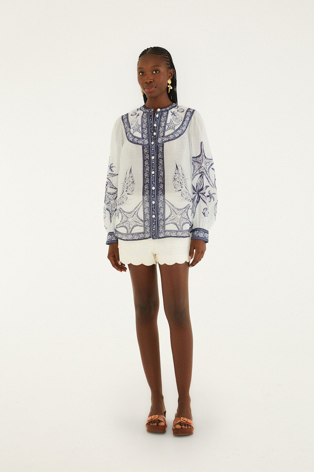 Long Sleeve Blouse - Coast Scarf Off-White