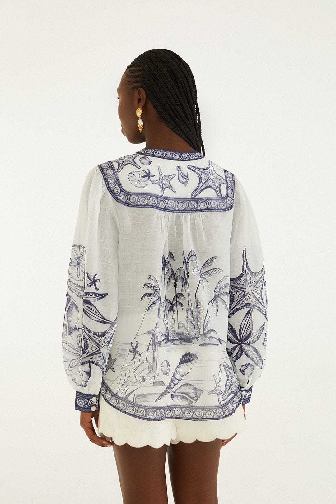 Long Sleeve Blouse - Coast Scarf Off-White