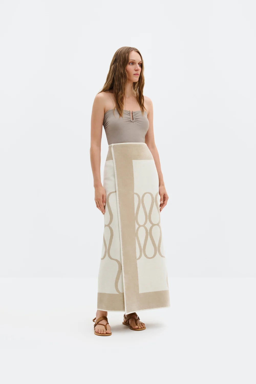 Monogram Jacquard Beach Towel - Light Taupe