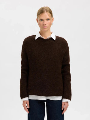 Gabriella Ls Knit New O-Neck - Delicioso Melange