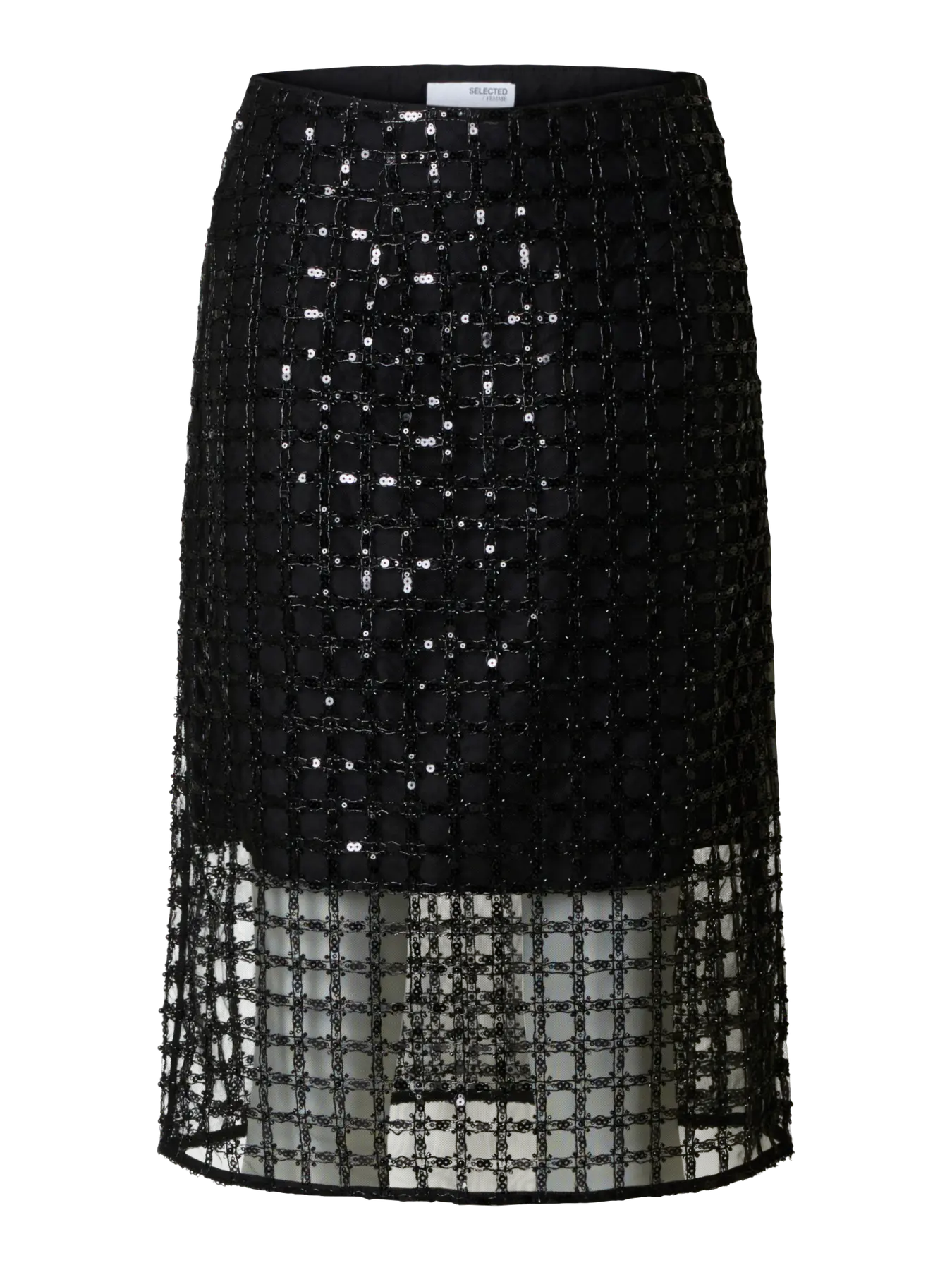 Laren Hw Midi Sequins Skirt B - Black