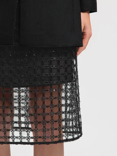 Laren Hw Midi Sequins Skirt B - Black
