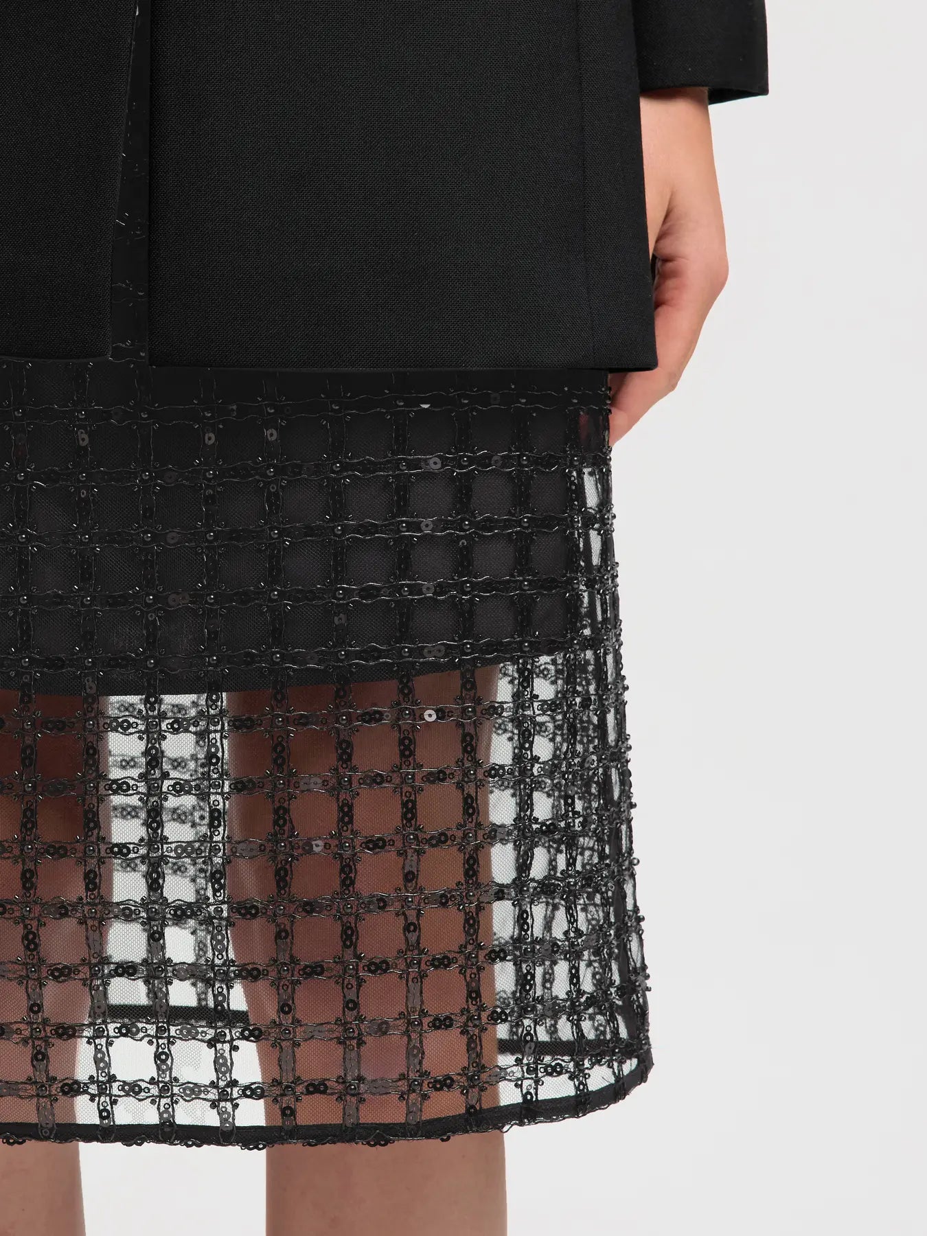 Laren Hw Midi Sequins Skirt B - Black