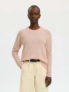 Lulu Ls Knit O-Neck - Pale Dogwood Melange