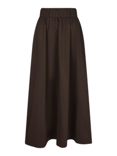 Yara Long Poplin Skirt - Chocolate Brown