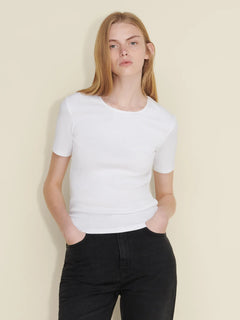Fitted Rib Tee - White