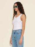 Fitted Rib Singlet - White